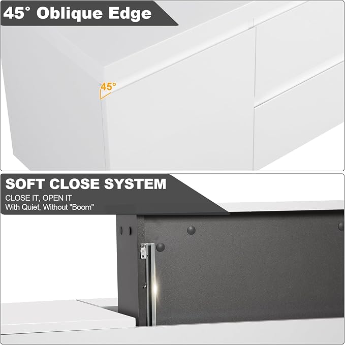 60'' Floating Bathroom Vanity, Pre-Assembled, Glossy White | 2 Soft-Close Drawers & Doors, Wall Mounted Bathroom Vanity with Single Sink, Resin Integrated Sink, Easy to Install & Clean