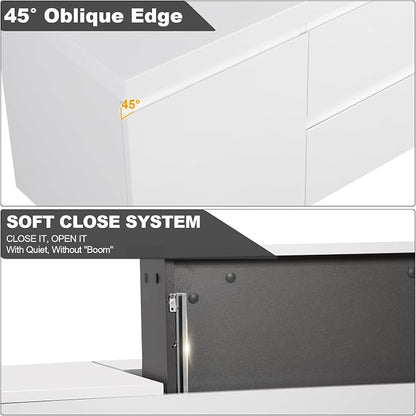 60'' Floating Bathroom Vanity, Pre-Assembled, Glossy White | 2 Soft-Close Drawers & Doors, Wall Mounted Bathroom Vanity with Single Sink, Resin Integrated Sink, Easy to Install & Clean