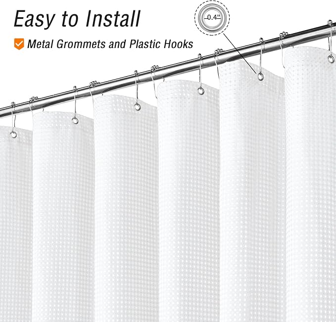 230GSM White Shower Curtain, 72 X 72 | 230GSM Fabric Shower Curtain for Bathroom - Soft Cloth & Hotel Spa Luxury, Water Repellent, Machine Washable
