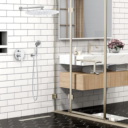 SR SUN RISE Shower Faucet - 16 Inch Multifunctional High Pressure Shower Head System with Handheld Shower Head Fixtures - Valve Included - Polished Chrome