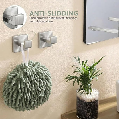 Brushed Nickel Bathroom Hardware Set, 5-Piece Premium SUS304 Stainless Steel Bath Accessories, 23.6 Inch Towel Bar Rack, Heavy Duty Square Fixtures for Modern Home