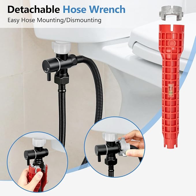 SPACEREST Handheld Bidet Sprayer for Toilet, Leak-Proof Stainless Steel Bidet Attachment for Toilet, Adjustable Spray Angle & Water Pressure, Toilet Sprayer for Personal Care, Postpartum (Black)