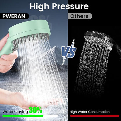 Filtered Shower Head with Handheld, High Pressure Showerhead with Filters | 4 Spray, ON/OFF Button for Pets, Detachable Shower Heads with Water Softener Filter Beads for Hard Water- Remove Chlorine