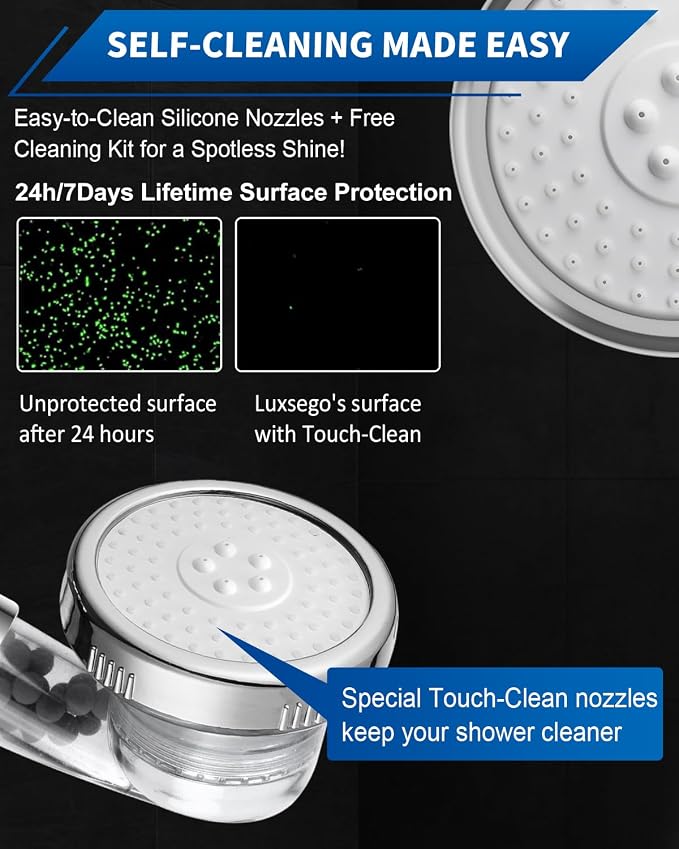 Filtered Shower Head with Handheld, High Pressure, for Hard Water | 3 Modes Shower with Handheld Spray, Water Softener, with Mineral Beads to Remove Chlorine & Fluoride, for Dry Hair & Skin