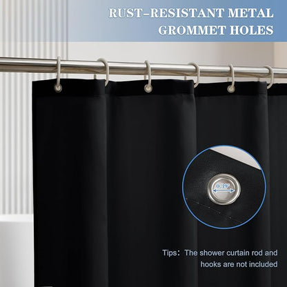 Nasitos Shower Curtain Liners 2 Pack - W36 x H72 - Washable & WaterResistant Fabric Bath Shower Liners for Narrow Stall, Stand Up Shower Stall, RV, Camper (Black, Included Magnet)
