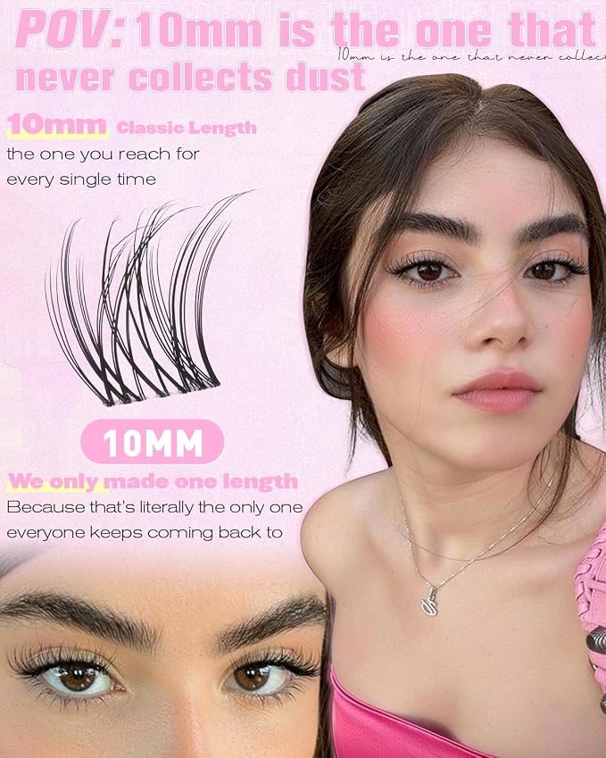 Natural Lash Clusters Only 10mm Lash Extensions Wispy Eyelash Clusters Velure Cluster Eyelash Extensions with Clear Band C Curl Individual Lashes Essential Length for Daily Lash Extensions