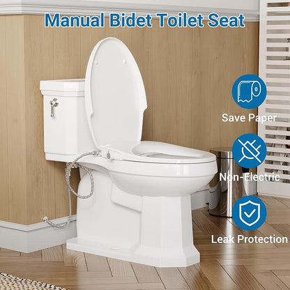 Garvee Non-Electric Bidet Attachment, Dual Nozzle,Easy Install | Dual nozzle bidet attachment,non-electric manual control,fits elongated toilets,easy DIY install,self-cleaning