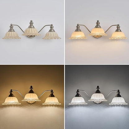 Brushed Nickel Bathroom Vanity Light White 3 Light