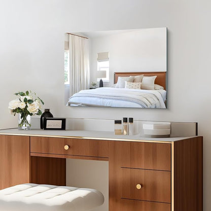 CILIBER Frameless Mirror, 18x24 Mirrors for Wall, Rectangle Bathroom Mirror for Over Sink, 18 inch Vanity Mirror with Polished Edge, 3mm Tempered Glass, Hangs Horizontally or Vertically