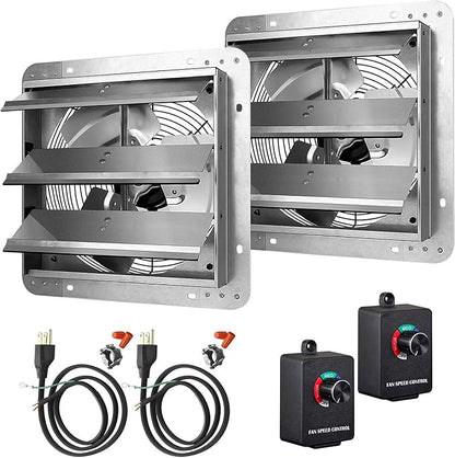 Simple Deluxe 12 Inch Variable Shutter Exhaust Fan Aluminum with Speed Controller and Power Cord Kit, 1620RPM, 1600 CFM