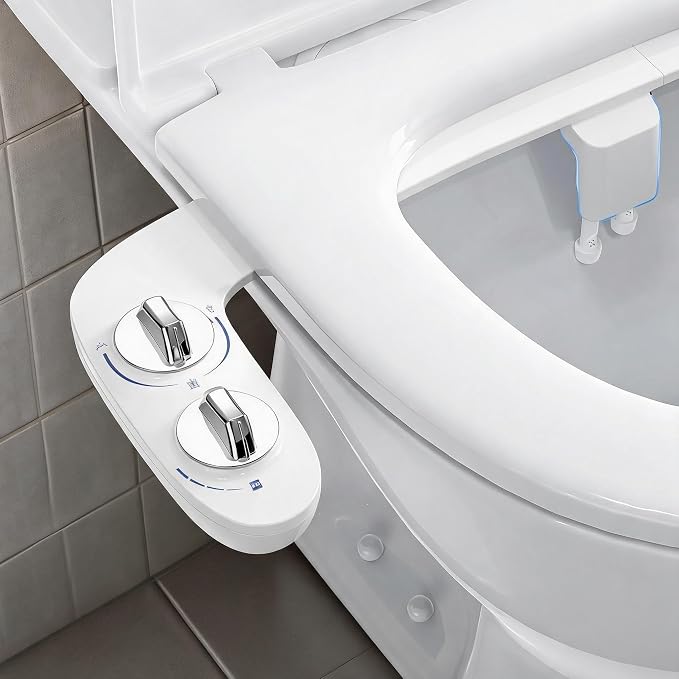 Bidet Attachment for Toilet, Non-Electric Dual Nozzle Bidet Sprayer with Adjustable Water Pressure, Cold Water Toilet Seat Attachment for Feminine and Personal Hygiene