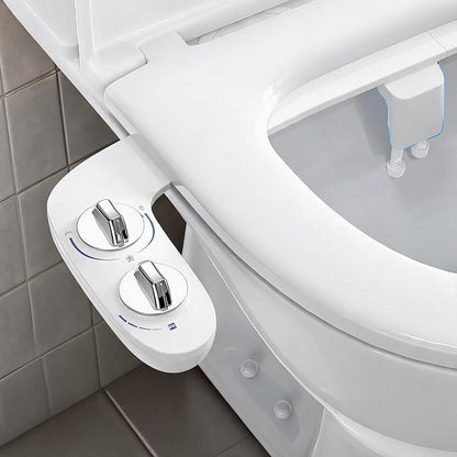Bidet Attachment for Toilet, Non-Electric Dual Nozzle Bidet Sprayer with Adjustable Water Pressure, Cold Water Toilet Seat Attachment for Feminine and Personal Hygiene