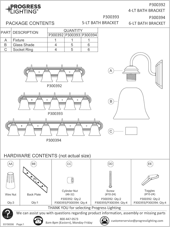 Progress Lighting Clear Glass 48 in. 6-Light Brushed Nickel Transitional Vanity Light with Clear Glass for Bathroom