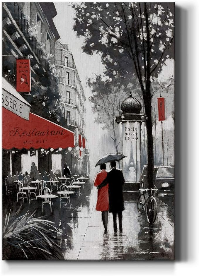 Renditions Gallery Canvas Nature Wall Art Paintings for Wall Decorations Winter Paris Lovers Inspirational Romantic Canvas Artwork Prints for Bedroom Living Room Office Kitchen - 18"x27" LT02