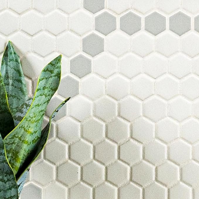 MSI White and Gray Hive Pattern Matte Porcelain Mosaic Tile Sample for Kitchen Backsplash, Bathroom Wall, Shower, and Floor