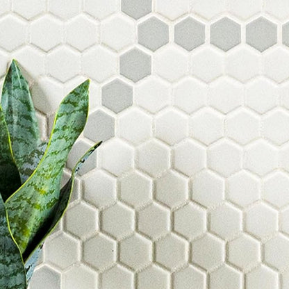 MSI White and Gray Hive Pattern Matte Porcelain Mosaic Tile Sample for Kitchen Backsplash, Bathroom Wall, Shower, and Floor