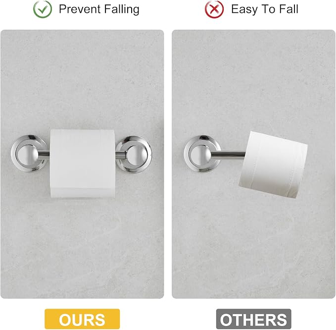 Bathroom Toilet Paper Holder Wall Mount Tissue Holder Polished Chrome | Rustproof Toilet Tissue Roll Holder, Flexible Double Post Pivoting Handle, Bathroom Accessories SUS304 Stainless Steel