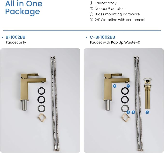 Solid Brass Single Handle Bathroom Sink Faucet with Pop-Up Drain, High Arc Cubic Spout Lavatory Faucet in Brushed Brass, Corrosion-Resistant, Modern Design