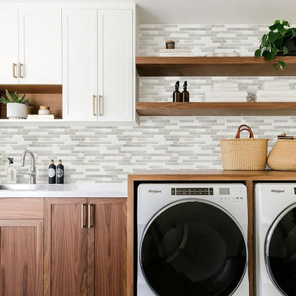 STICKGOO Thicker Peel and Stick Backsplash Tile for Kitchen and Bathroom | 10 Sheets of 12”×12” - 3D Vinyl Self Adhesive Wall Tiles Stick on Backsplash for Kitchen & Bathroom(Light Brown＆Tan)