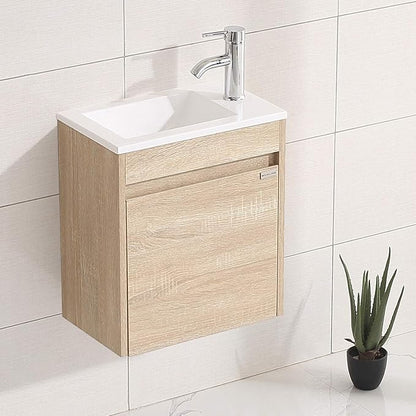 wonline 16" Single Sink Bathroom Vanity, Floating Modern Bathroom Vanity with Sink for Small Space