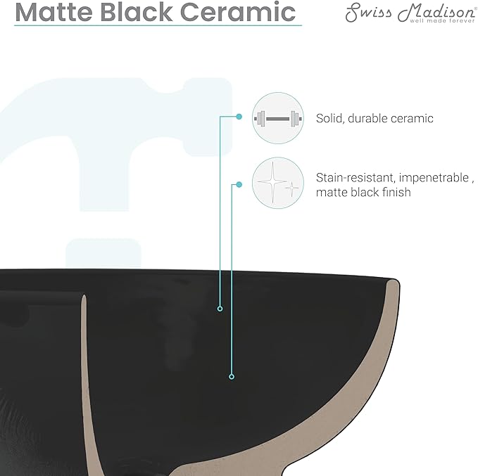Claire 22" Rectangle Wall-Mount Bathroom Sink in Matte Black