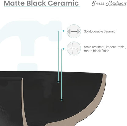 Claire 22" Rectangle Wall-Mount Bathroom Sink in Matte Black