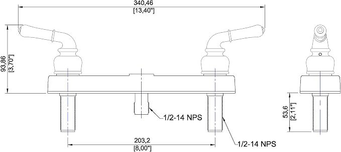 Laguna Brass 3320BN/4010BN Mobile Home Two Handle 8″ Shower Diverter with Matching Shower Head/Arm/Flange Brushed Nickel Finish