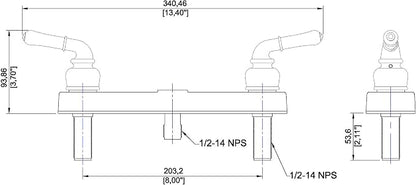 Laguna Brass 3320BN/4010BN Mobile Home Two Handle 8″ Shower Diverter with Matching Shower Head/Arm/Flange Brushed Nickel Finish