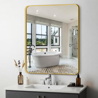 Bathroom Vanity Mirror, Gold Framed Mirror for Over Sink, 36x30 | HD glass, distortion-free for makeup and grooming, Sturdy frame, all mounting hardware, hangs horizontal or vertical