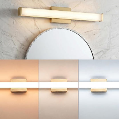 URSOLA 24" Modern LED Bathroom Light Fixtures, Golden 3CCT Dimmable Bathroom Vanity Light Over Mirror, Bathroom Vanity Bath Bar Lights with Double Layer Acrylic Shade