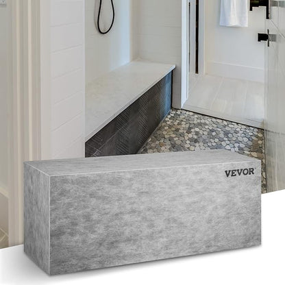 VEVOR Tile Shower Seat, 47.2" x 16" x 20" Ready to Tile Shower Seat, Factory Waterproof & 100% Leak Proof Tileable Shower Corner Seat, 440 lbs Load-Bearing Rectangular Board Shower Bench, Grey
