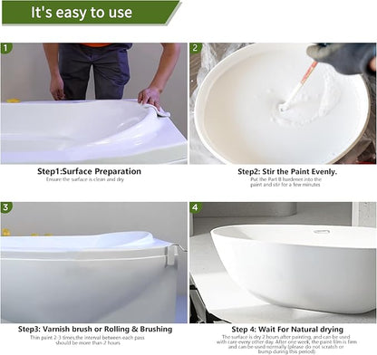 Ceramic Tub and Tile Refinishing - Bathtub, Bathroom Wall, Countertop, Sink Paint - Easy to Use, Waterproof, Low Odor, No Toxic (32FL Oz Dark grey 50-60 sq.ft)