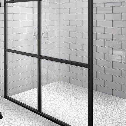 SUNWINGS 10-Sheet Pebble Tile for Shower Floor Border Kitchen Bathroom Backsplash, White Recycled Glass Marble Stone Looks Wall and Floor Tile, Covers 7.9 Sq. Ft