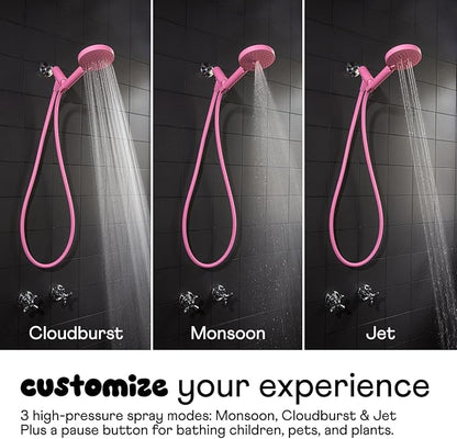 sproos! - Handheld Showerhead, High Pressure Performance, Vitamin C | Colorful - Easy DIY Installation - Renter Friendly - 3 Spray Functions with Pause - Extra Long 70 Inch Flexible Hose