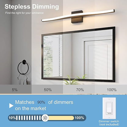 Modern Bathroom Vanity Light 32 inch, Curved, Dimmable 5CCT Led Bathroom Light Fixture Over Mirror, Black Bar Vanity Light for Bathroom Mirror Cabinets-ETL Certificated Modern LED Vanity Makeup Lights