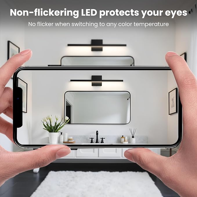Epinl Black Bathroom Vanty Light for Bathroom 24 inch 14W Dimmable 5CCT Bathroom Lighting Fixtures Over Mirror, Modern Black LED Vanity Light Bar