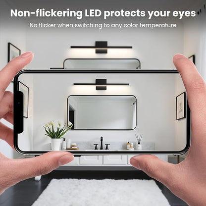 Epinl Black Bathroom Vanty Light for Bathroom 24 inch 14W Dimmable 5CCT Bathroom Lighting Fixtures Over Mirror, Modern Black LED Vanity Light Bar
