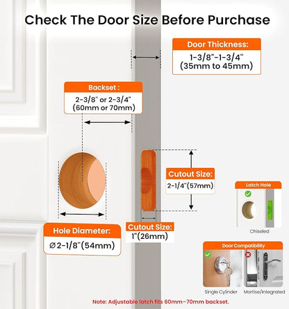 Veise Privacy Interior Door Knobs for Bedroom & Bathroom, Brushed Nickel | ANSI Grade 3, Keyless, Easy Installation, Thumb Lock Emergency Release, Rust & Fingerprint-proof, Reversible,Classic