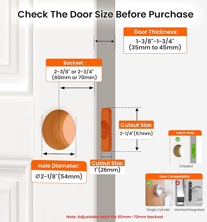 Veise 3 Pack Privacy Interior Door Knobs for Bed & Bathroom,Brushed Nickel | ANSI Grade 3, Keyless, Easy Installation, Thumb Lock Emergency Release, Rust & Fingerprint-proof, Reversible,Classic