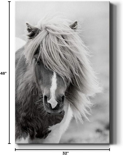 Renditions Gallery Animal Canvas Wall Art Home Paintings & Prints Rustic Vintage Horse Modern Decorations Black & White Wall Hanging Artwork for Bedroom Office Home Kitchen - 32"x48" LT02