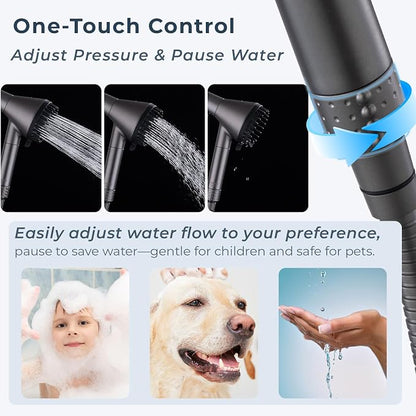 2026 Magnetic Filtered Shower Head with Handheld– High Pressure Showerhead with Power Wash Mode, Chlorine Removal, Massage Brush, Pressure Adjustable, One-Touch Pause (Gray)