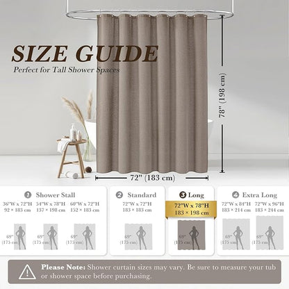 Greige Linen Shower Curtain Farmhouse Bathroom Decor 72x78 Inches | Boho Bathroom Decor,12 Sturdy Stainless Steel Sliding Hangers,Rustic Country Style,Linen Shower Curtains for Bathroom