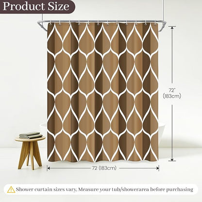 Gelbchu Geometric Shower Curtain for Bathroom, Brown, 72x72 | with Hooks, Premium Polyester, Quick Dry, Water Repellent, Machine Washable, Rustproof Grommets, Modern Minimalist