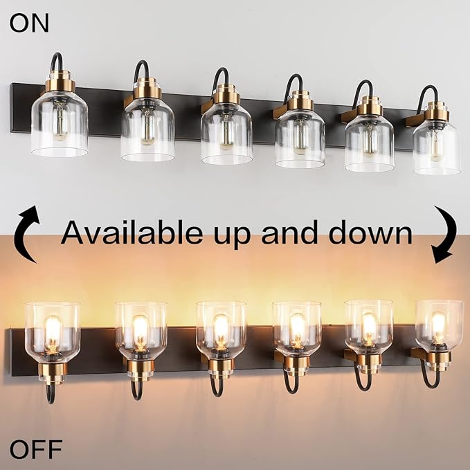 PRESDE 6 Light Bathroom Vanity Light Fixtures Over Mirror Bronze Brushed Black Vintage Bathroom Wall Sconce