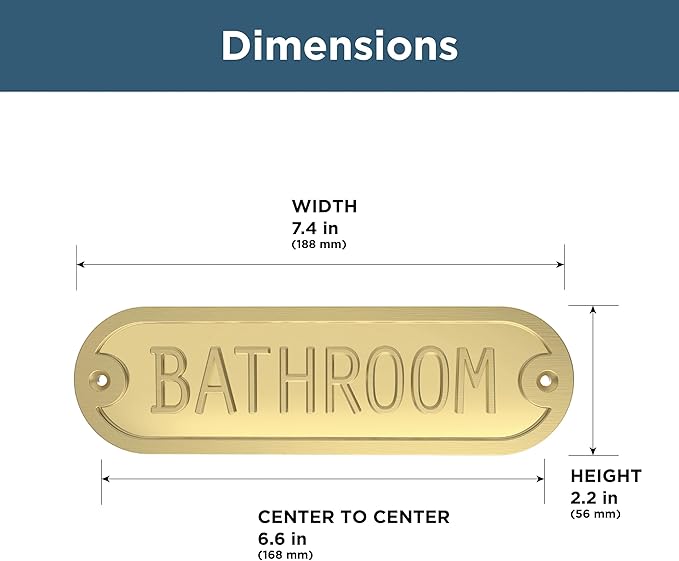 Franklin Brass Derby Bathroom Door Sign Metal Interior Door Plaque in Brushed Gold HHIDPB-BRG-U