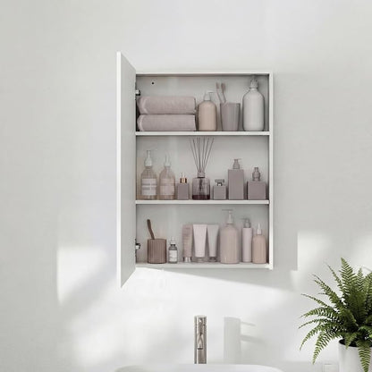 Panana Bathroom Cabinet Medicine Cabinets with Single Mirrored Door Wall Mounted Cabinet with Mirror, Storage Shelf with Adjustable Shelves Storage Organizer Kitchen Cupboard (White, 19.7x27.6 inch)