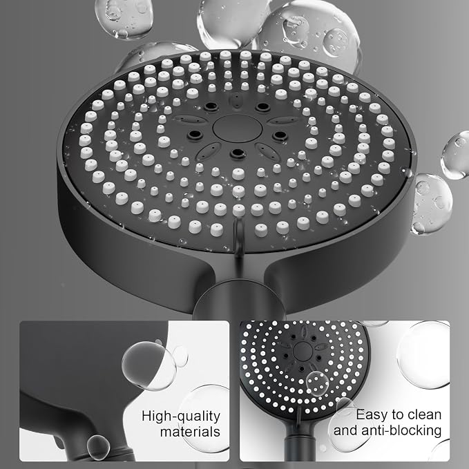 OFFO Handheld Shower Head with Filter, 20 Stage Shower Head with Filters for Hard Water, 6 Modes High Pressure Shower Head to Remove Chlorine, Matte Black