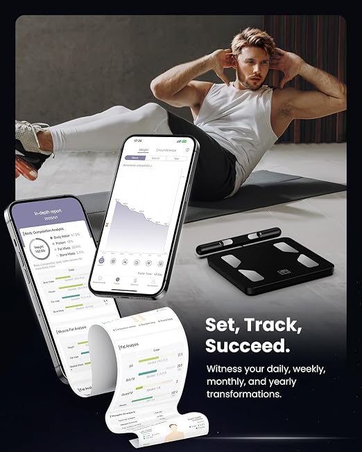 FITINDEX Body Pod Smart Scale, 8-Electrode, BMI & Body Fat, Large Platform | Body Composition Analyzer with Handle, Digital Bathroom Scale for Segmental Fat & Muscle Mass Tracking, Home Use, Black