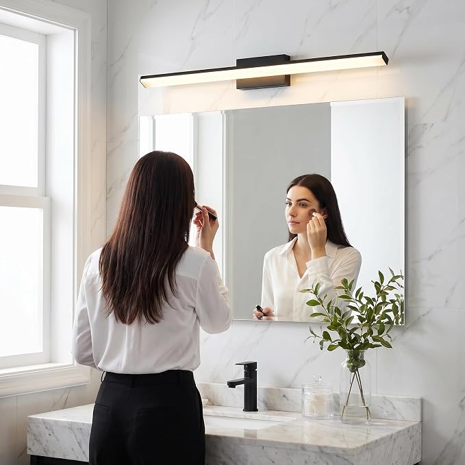 mirrea 36in 5CCT Black LED Vanity Lights for Bathroom Over Mirror | 5 color temperatures,Adjustable light angle,ETL listed,Dimmable,Bathroom lighting fixtures,Eye-friendly,Frosted acrylic shade