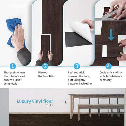 Art3d 36-Pack Wood Texture Peel and Stick Vinyl Flooring Tiles, Dusty Grey | 18 & 54 sq.ft Options, Rigid Surface Hard Core, Waterproof, Self-Adhesive, Impact Resistant, Fit Indoor Household Spaces